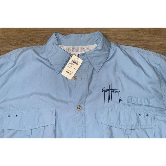Mens Guy Harvey AFTCO Bluewater Vented Fishing Shirt size Large Blue - Picture 4 of 8